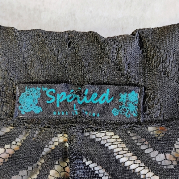 Spoiled Y2K Sheer Cardigan Womens Large Black Zebra Print Goth Lace - Picture 6 of 11